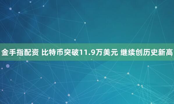 金手指配资 比特币突破11.9万美元 继续创历史新高