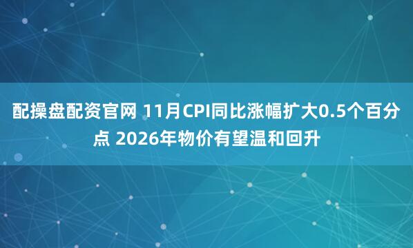 配操盘配资官网 11月CPI同比涨幅扩大0.5个百分点 2026年物价有望温和回升